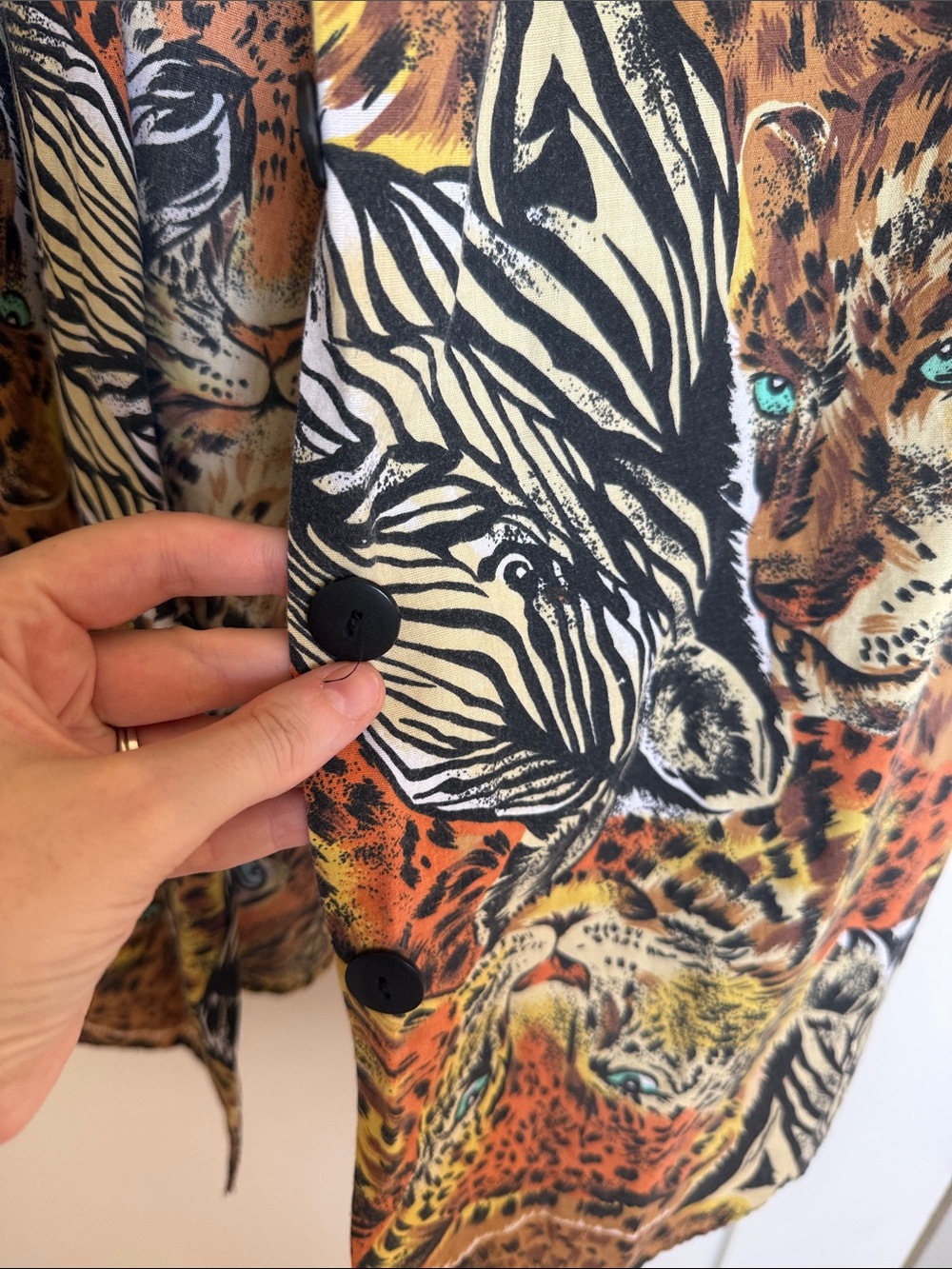 Women's Animal Print Open Front Blouse - Brown/Orange - needs a fix - Picture 3 of 5